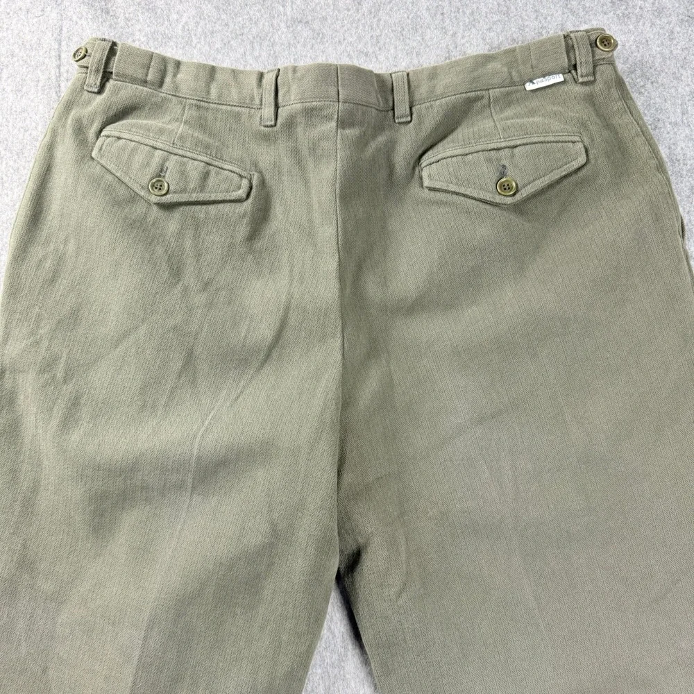Aquascutum AquaSport Mens 38x33 Olive Green Cotton Pleated Pants‎ Made Italy